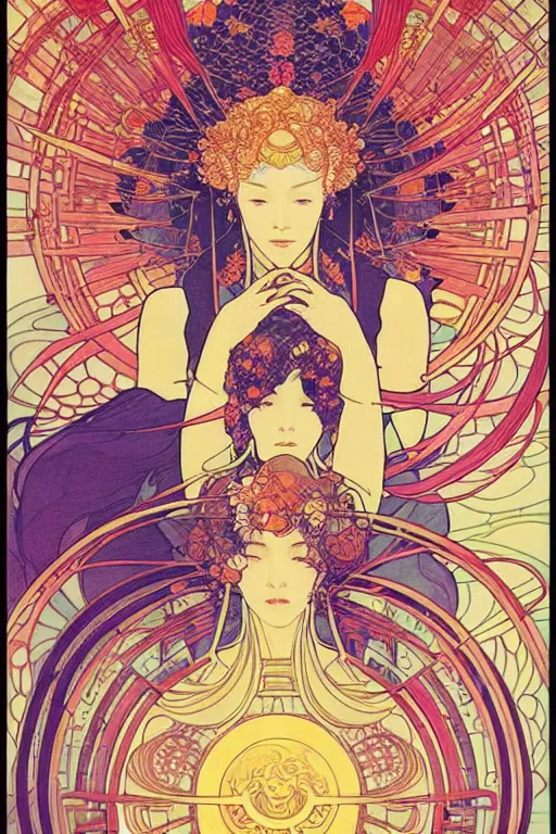 Image similar to phoenix, victo ngai style, alfons mucha ， from china, style of studio ghibli, chinese style