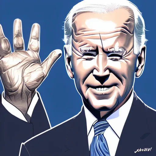 Image similar to President Joe Biden. Glowing eyes. Fantasy concept art.