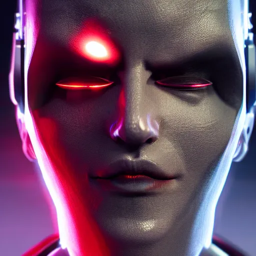 Image similar to evil cyberpunk dark lord, highly detailed, photorealistic portrait, bright studio setting, studio lighting, crisp quality and light reflections, unreal engine 5 quality render