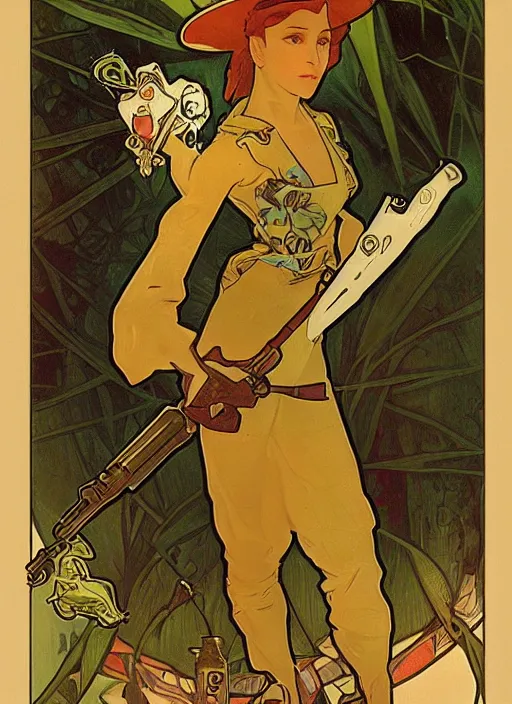 Image similar to anthropomorphic frog police officer. renowned character illustration by alphonse mucha. trending on artstation.