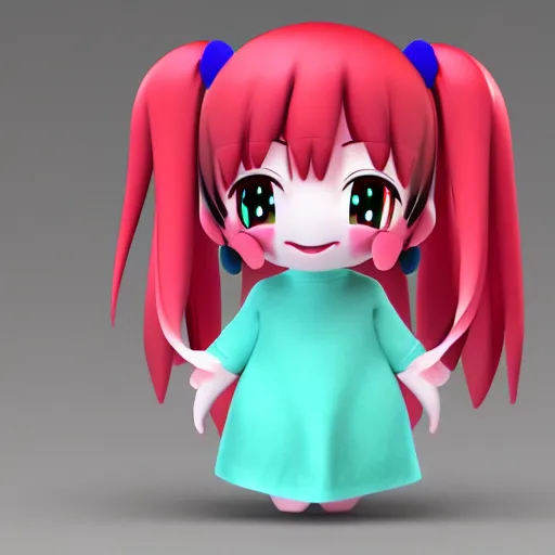 Prompt: cute fumo plush of an anime girl who is very excited to be here, stylized cel shaded brdf, vray