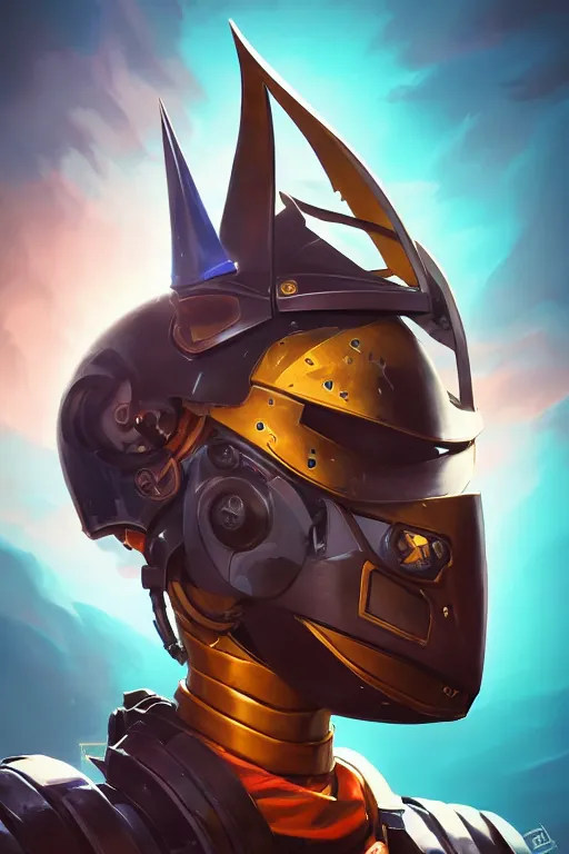 Image similar to epic mask helmet robot ninja portrait stylized as fornite style game design fanart by concept artist gervasio canda, behance hd by jesper ejsing, by rhads, makoto shinkai and lois van baarle, ilya kuvshinov, rossdraws global illumination radiating a glowing aura global illumination ray tracing hdr render in unreal engine 5