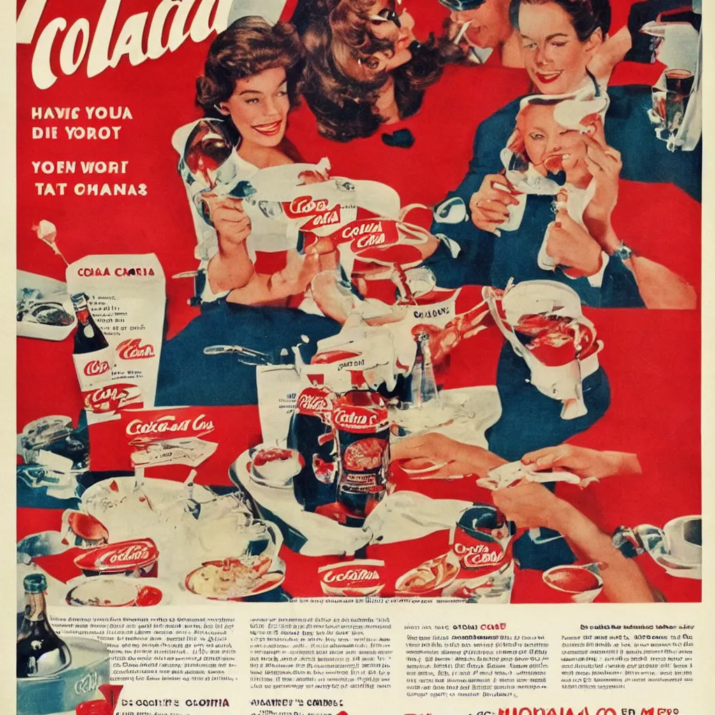 Image similar to coka-cola advertisement, retro ad, print advertising, 1960's