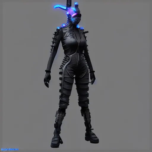 Prompt: Cyberpunk Character, Unreal Engine 5, Cinema4D, Detailed Character Design