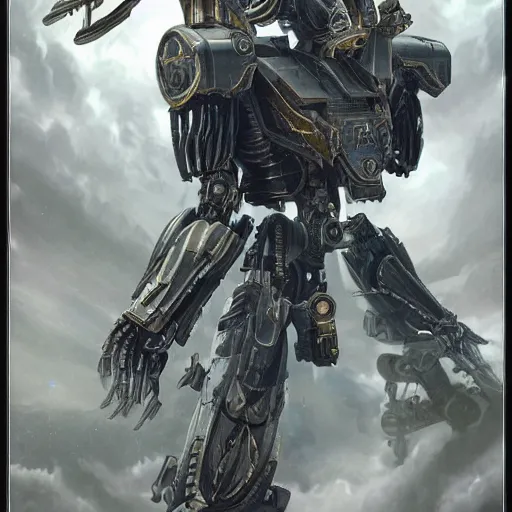 Image similar to mecha, highly detailed, dark enlightenment, alchemy, Nigredo, cinematic smooth stone, deep aesthetic, concept art, post process, 4k, dark metal, highly ornate intricate details, art deco,