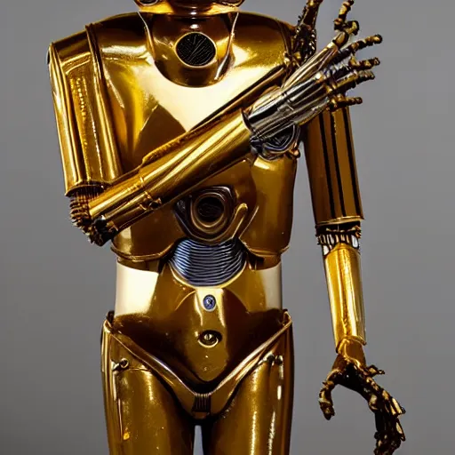 Prompt: A sculpture of C-3po