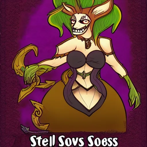 Prompt: Stolas Helluva Boss, D&D Character card, By VivziePop