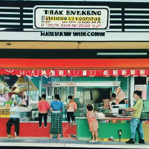 Image similar to A 1990s poster of a hawker centre