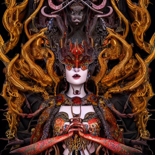 Image similar to queen of demons, ornate and intricate, hyper detailed, stunning, surreal, 4 k, octane render