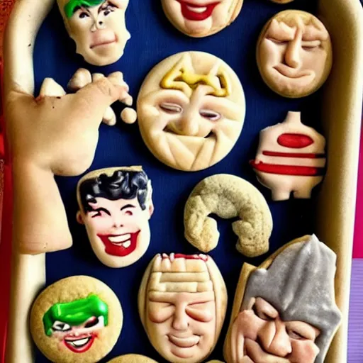 Image similar to Tray of cookies with the faces of the Justice League