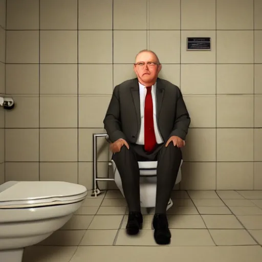 Image similar to senator armstrong in a toilet, photorealistic, 4 k