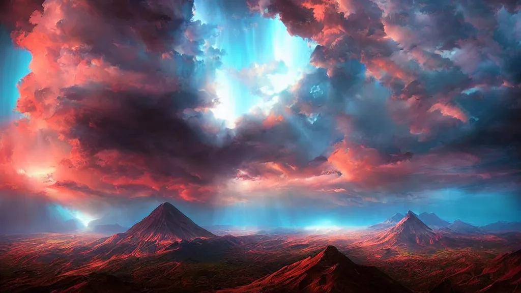 Prompt: amazing photo of anime sky by marc adamus, beautiful dramatic lighting