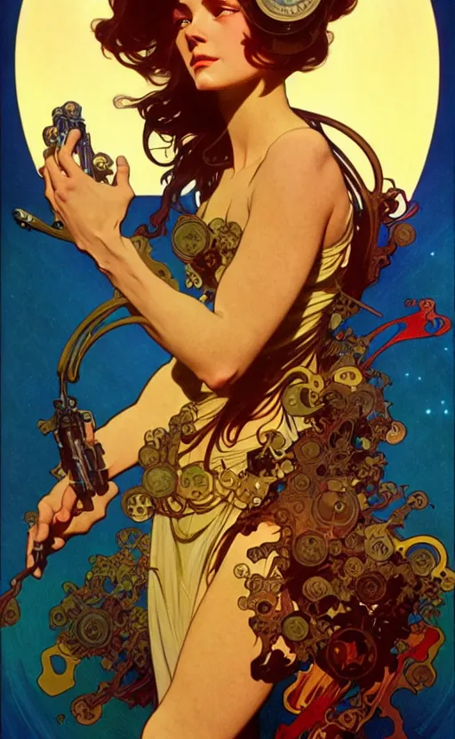 Image similar to exquisite imaginative scifi poster art, movie art, by lucusfilm, weta studio, alphonso mucha, james jean, frank frazetta, 8 k, denoised, sharp, crisp, high quality, cinematic