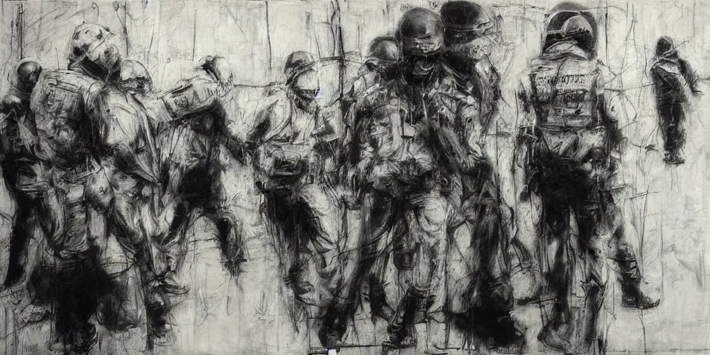 Image similar to protesters against police by Guy Denning