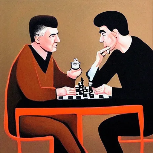 intense moments from the match between bobby fischer, Stable Diffusion