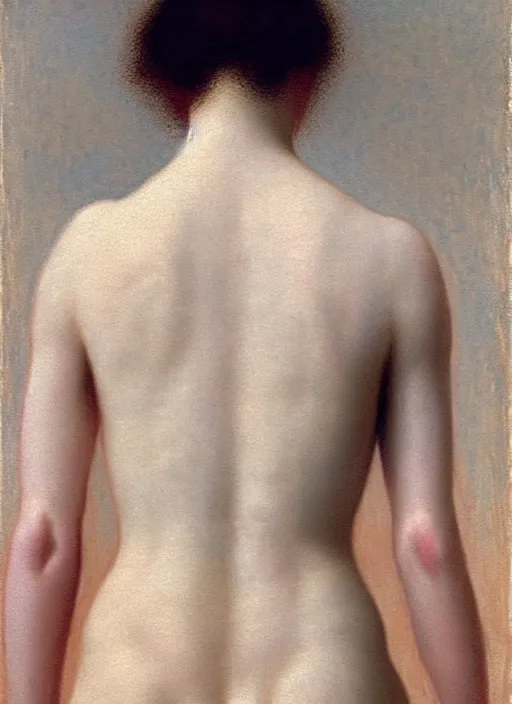 Prompt: out of focus!!!!!!!! closeup of a very pale woman's belly by jules joseph lefebvre and by nadav kander