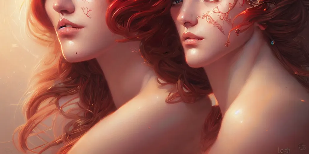 Image similar to portrait of a seductive and powerful aphrodite, detailed intricate illustration, detailed illustration, hd, 4 k, digital art, overdetailed art, by greg rutkowski, by loish, complementing colors, trending on artstation, deviantart