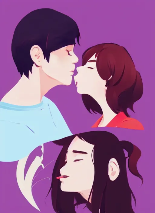 Image similar to a couple kissing. clean cel shaded vector art. shutterstock. behance hd by lois van baarle, artgerm, helen huang, by makoto shinkai and ilya kuvshinov, rossdraws, illustration, art by ilya kuvshinov