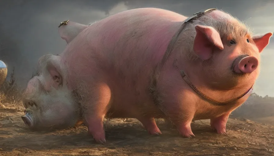 Prompt: hybrid of a happy pig and sad tank, beautiful detailed face, ultra realistic, concept art, intricate details, serious, highly detailed, photorealistic, octane render, 8 k, unreal engine.