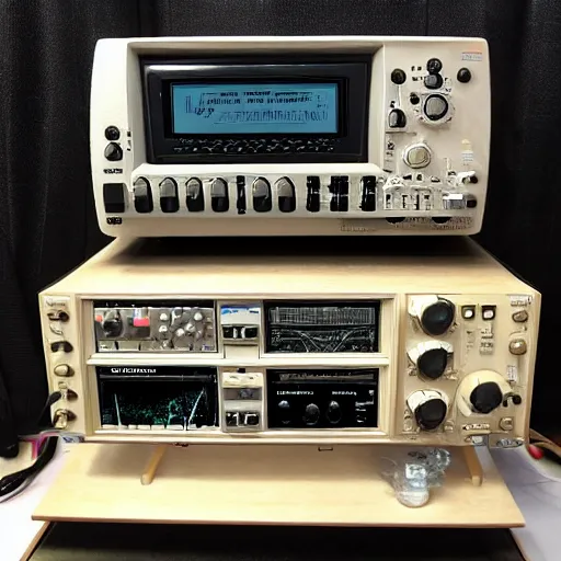 Image similar to large radio console, ham radio, yaesu, icom, kenwood, amateur radio, 8 k, photo realistic, high detail