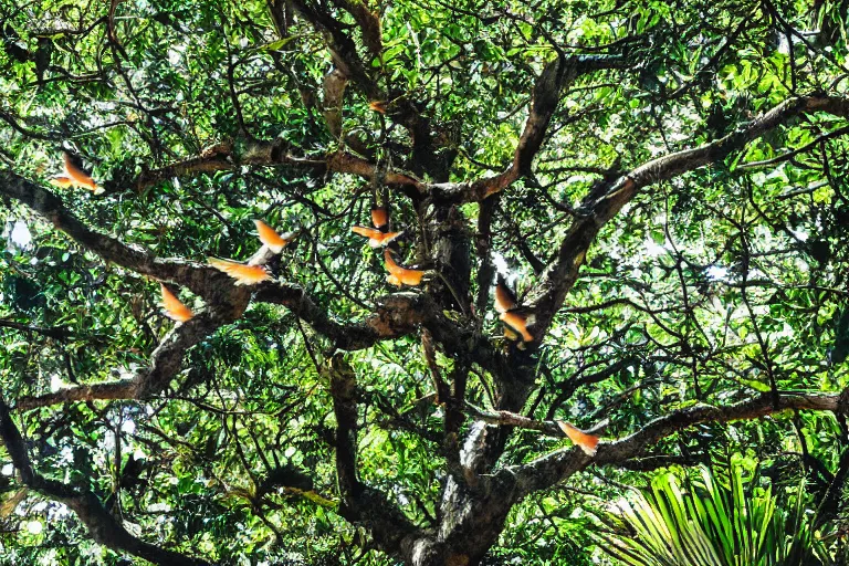 Image similar to birds flying out of a tree in the jungle