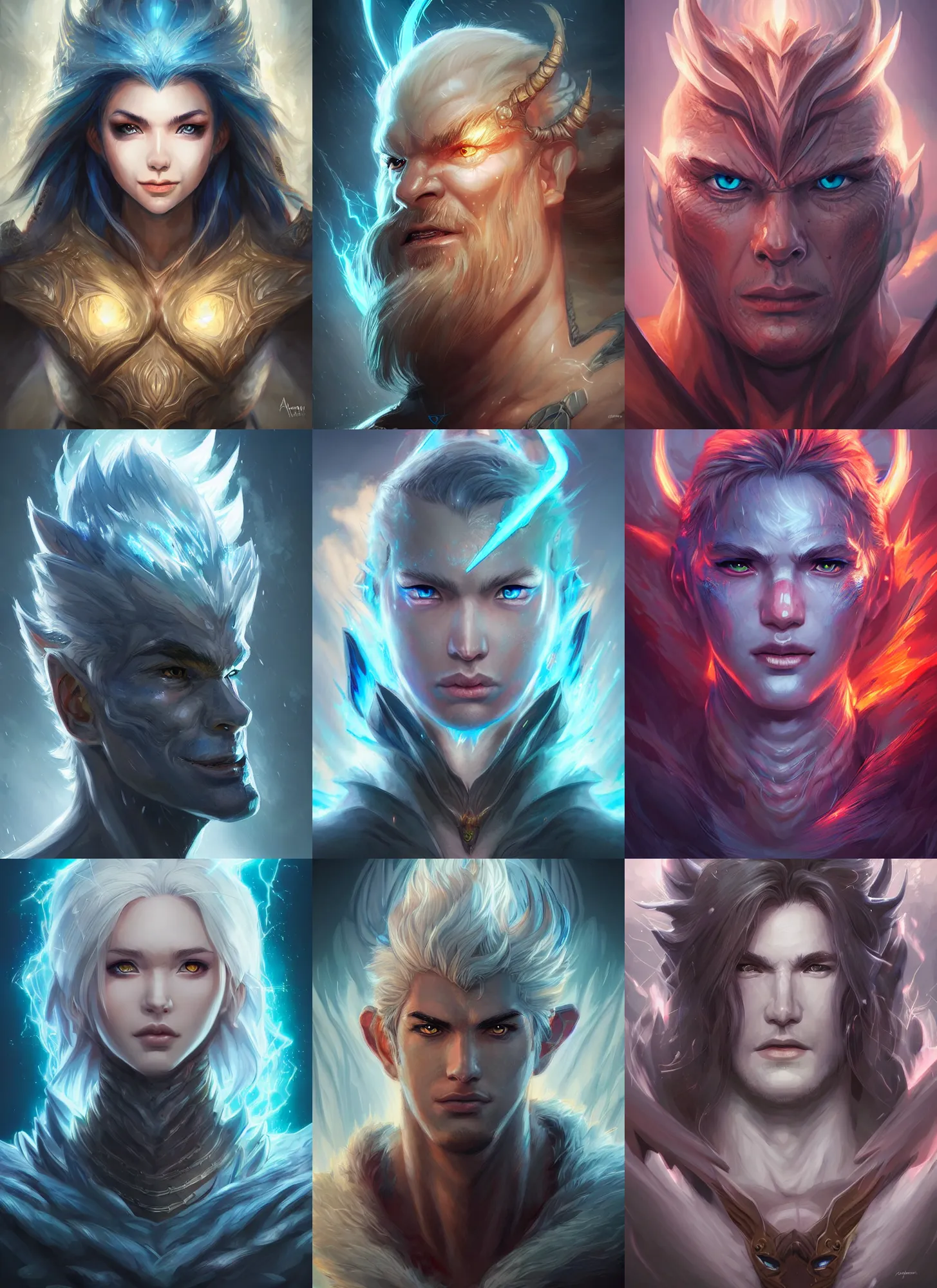 Prompt: portrait of thunder elemental, summon, monster, lightning background, high fantasy, dnd, face details, extremely detailed, smooth, sharp focus, digital illustration, by artgerm, rossdraws, sakimichan