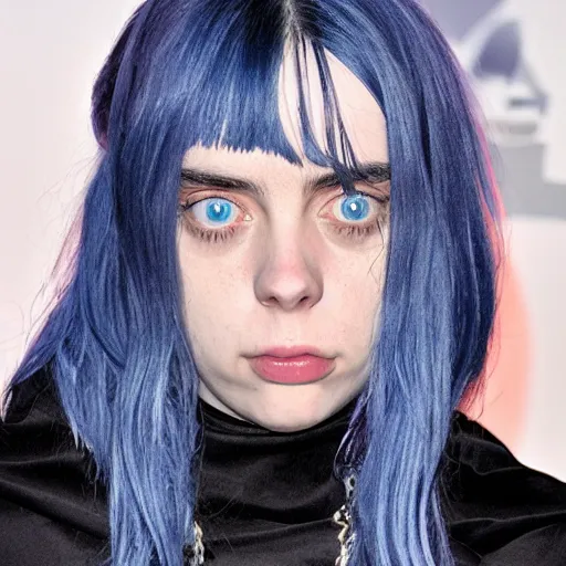 Image similar to billie eilish turning into a beholder