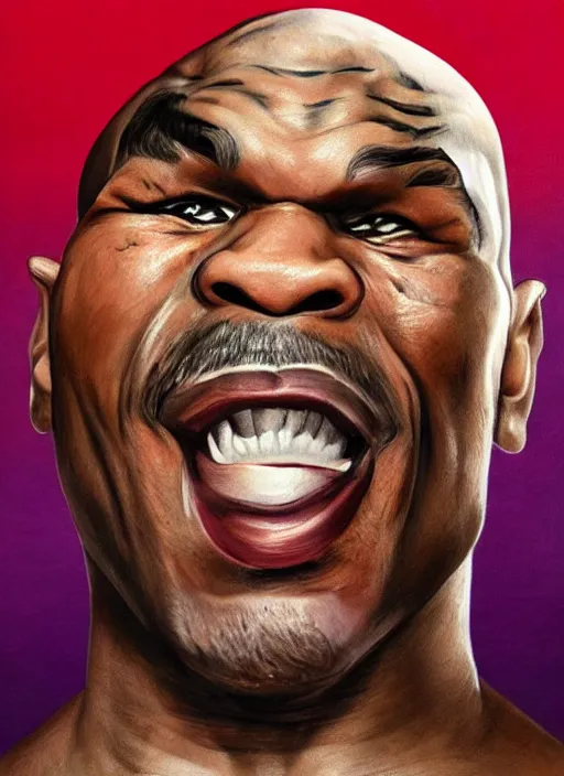 Image similar to a photorealistic portrait of mike tyson made of raw chicken