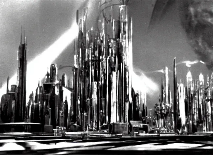 Prompt: scene from the 1957 science fiction film Metropolis