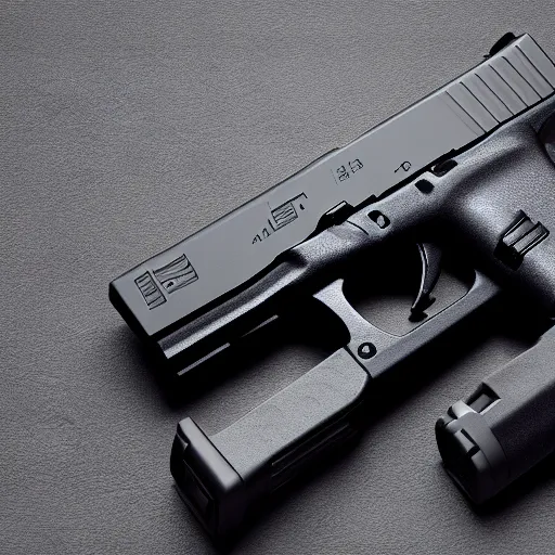 Image similar to Octane render of a Glock 18 against a white background, 4k, ultra HD