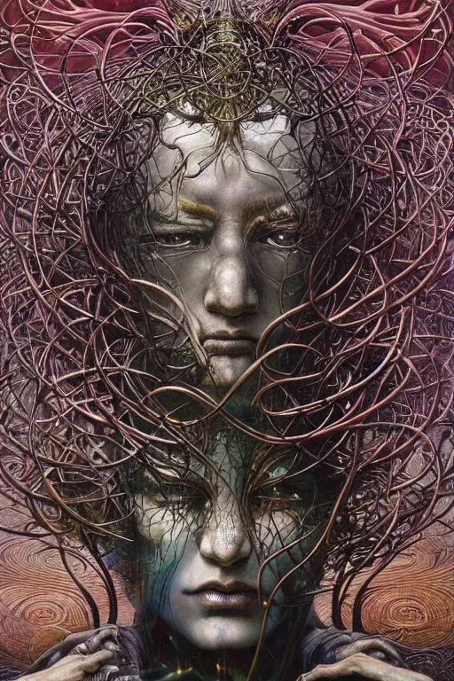 Prompt: realistic detailed statue of a celtic divine God by Ayami Kojima, Amano, Karol Bak, Greg Hildebrandt, and Mark Brooks, Neo-Gothic, rich deep colors. Beksinski painting, part by Adrian Ghenie and Gerhard Richter. art by Takato Yamamoto. masterpiece
