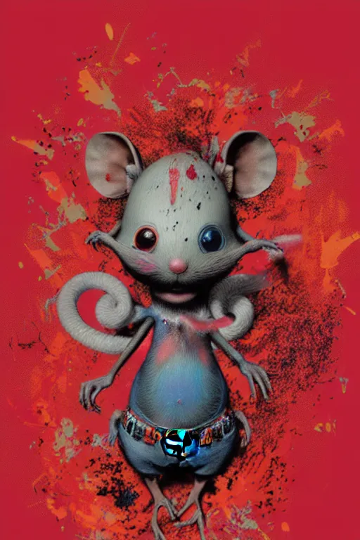 Image similar to beautiful necromancer half rodent, made of red gucci fabric, dust particles, pixiv fanbox, dramatic lighting, maximalist pastel color palette, splatter paint, pixar and disney exploded - view drawing, graphic novel by fiona staples and dustin nguyen, peter elson, alan bean, wangechi mutu, clean cel shaded vector art, trending on artstation