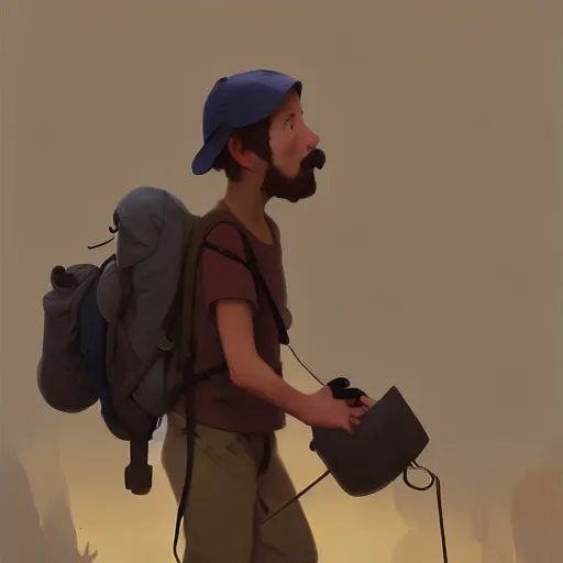 Image similar to goro fujita ilustration hiker unloading the car before camping, characterized by william adolphe bouguereau, character art, sharp focus, highly detailed, artstation