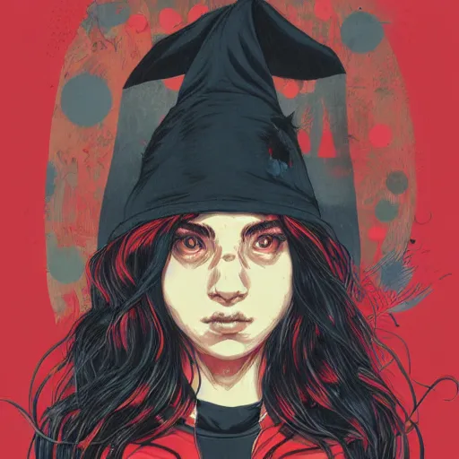 Image similar to portrait of a witch fire with hoodie by Sachin Teng and wlop