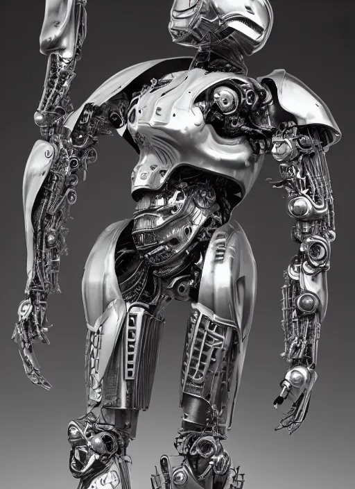 Image similar to portrait of a futuristic silver armored knight district 9 cyborg with inside it an xeonmorph alien, modern fine art, fractal, intricate, elegant, highly detailed, digital photography, subsurface scattering, by jheronimus bosch and greg rutkowski,