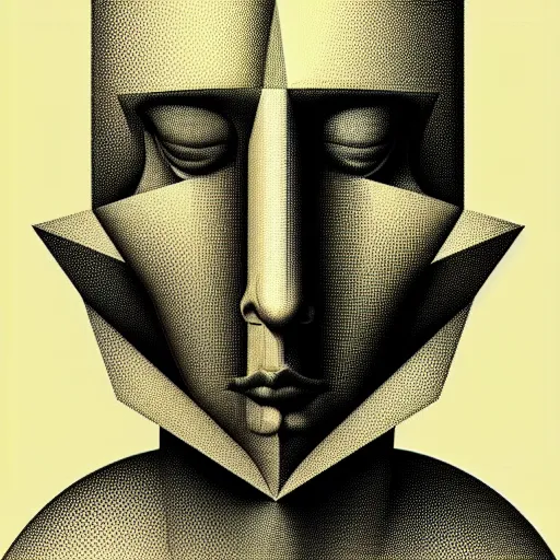 Image similar to grain effect conceptual figurative post - morden monumental portrait made by escher and giger, highly conceptual figurative art, intricate detailed illustration, illustration sharp geometrical detail, vector sharp graphic, controversial poster art, polish poster art