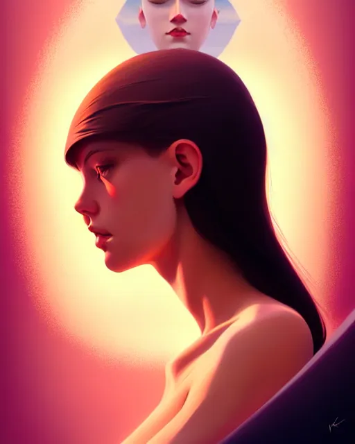 Image similar to beautiful girl floating in the middle of the sky, symmetrical face and body, symmetrical composition, dynamic wavey hair, detailed designs, digital painting, 4 k, by ilya kuvshinov, by greg rutkowski, atmospheric lighting