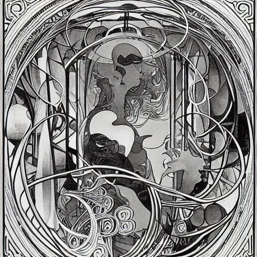 Image similar to the world is labyrinthine beyond possibility of imagining, inhabited on many levels by alien intelligence, infinite in extent, staggering in its beauty, terrifying in its weirdness, endlessly satisfying and peculiar, by Maurits Cornelis Escher, shining light and shadow, atmospheric, Award winning. Masterpiece, detailed illustration, alphonse mucha