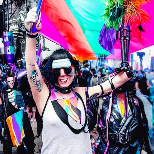 Prompt: cyberpunk pride parade-n 4