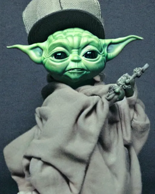 Image similar to gangster baby yoda in the style of the birth of venus