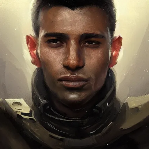 Image similar to portrait of a man by Greg Rutkowski, he is about 30 years old, british factions, he has short black military-style hair, a straight jaw, he has a scar above one eyebrow, he wears Galactic Alliance military fatigues, Star Wars Expanded Universe, highly detailed portrait, digital painting, artstation, concept art, smooth, sharp foccus ilustration, Artstation HQ