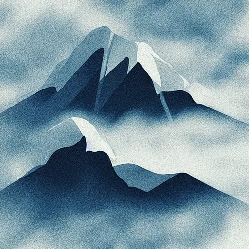 Prompt: “ aerial view of mountains, peaks sticking out from the fog, sun in the sky, vector art ”