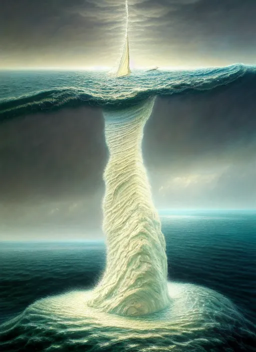 Image similar to A hyper-detailed 3d render like a Oil painting of the Ocean’s dream of The Upward Spiral, surrealism!!!!! surreal concept art, lifelike, photorealistic, digital painting, aesthetic, smooth, sharp focus, Artstation HD, by Greg Rutkowski, Chris Tulloch McCabe, Valentina Remenar and Asher Duran,