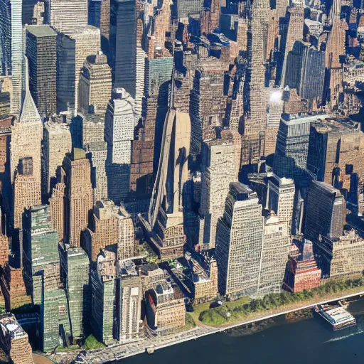 Prompt: aerial of a giant bird in new york,