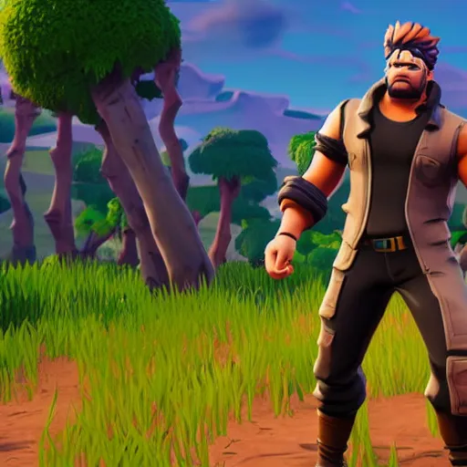 Image similar to joseph joestar in fortnite, character render, full body shot, highly detailed, in game render