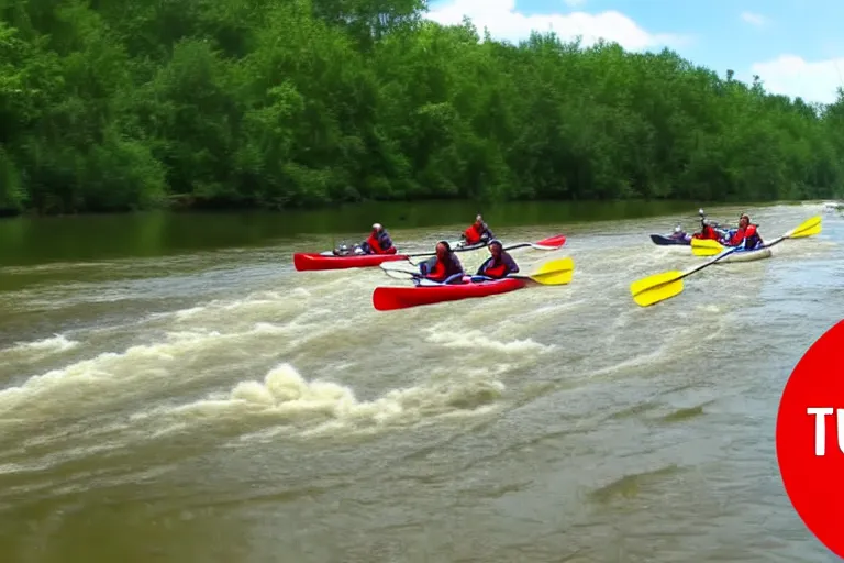 Image similar to youtube thumbnail of people canoing down a river