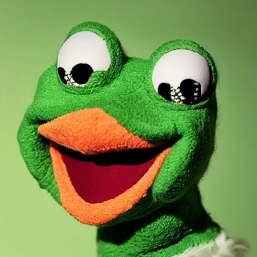 Prompt: pepe frog from the jim henson company