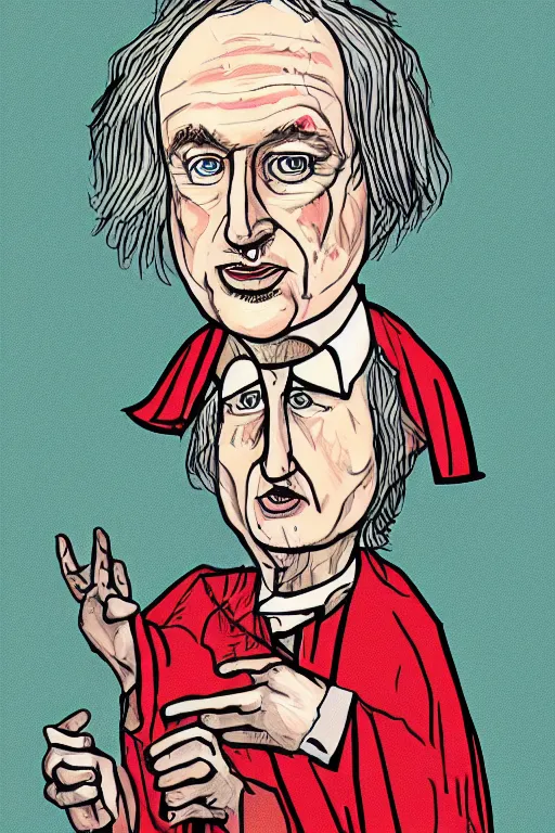 Prompt: colored illustration of Richard Dawkins as a satanic high priest, by Julie Doucet