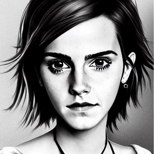 Prompt: a portrait of Emma Watson, anime art style