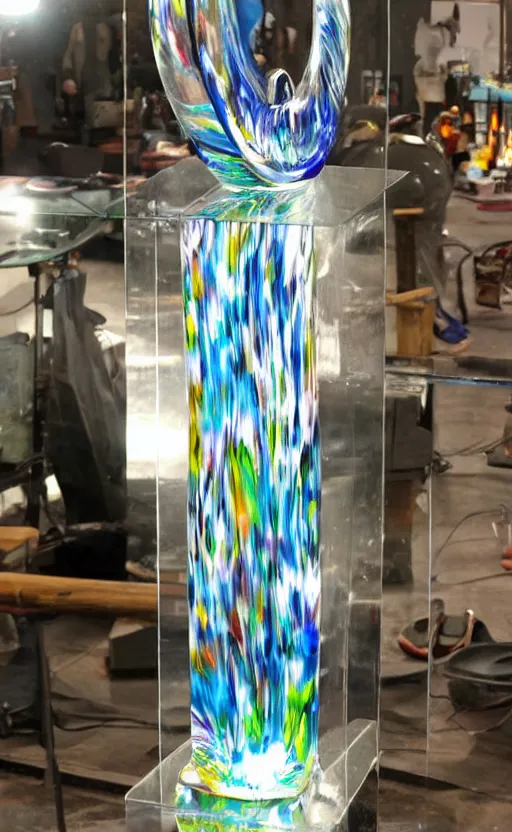 Prompt: glass blowing masterpiece on a pedestal by Lino Tagliapietra, award winning